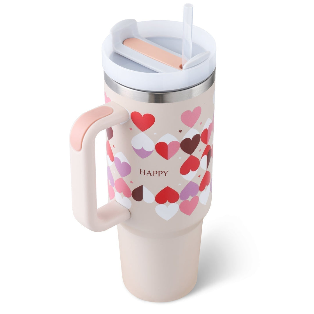 ChillMate insulated coffee tumbler with handle & straw. Keeps your brew hot for hours.