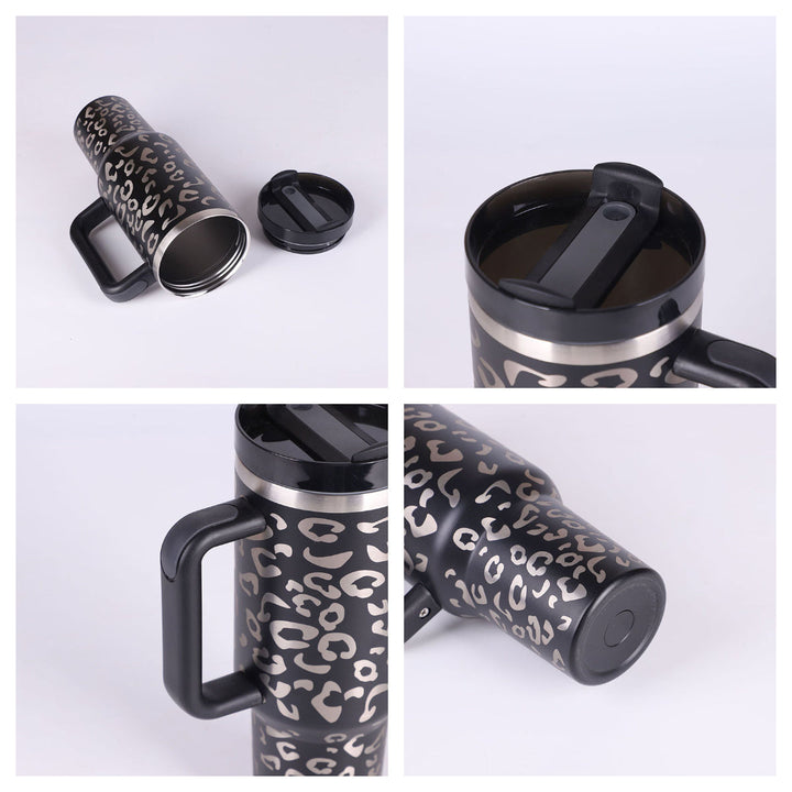 Unisex travel mug for coffee & tea. Features a robust handle, straw, and superior insulation.