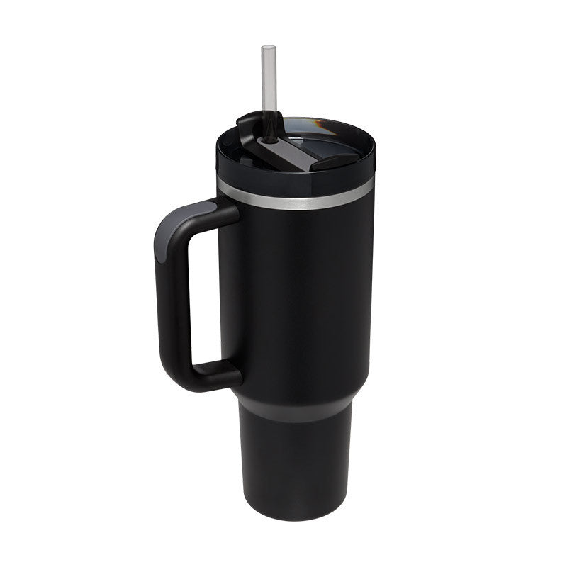 Reusable large capacity insulated mug. Comes with a sturdy handle and straw for all your drinks.