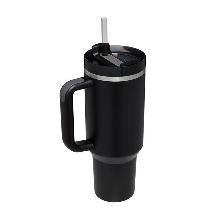 Reusable large capacity insulated mug. Comes with a sturdy handle and straw for all your drinks.