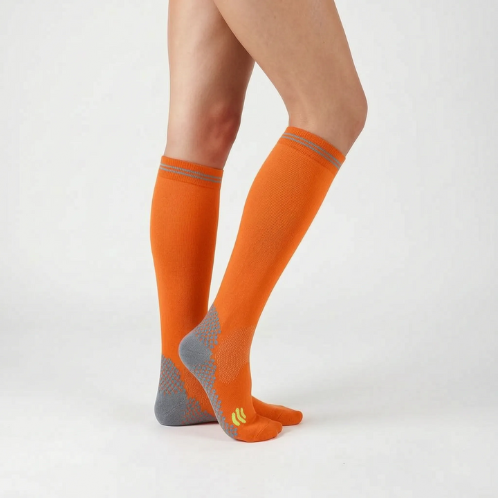 Unisex knee-high athletic compression socks for running, sports, and daily active support.