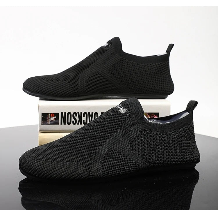 Breathable mesh knit slip-on shoes for unisex comfort, lightweight and perfect for a barefoot walking experience.