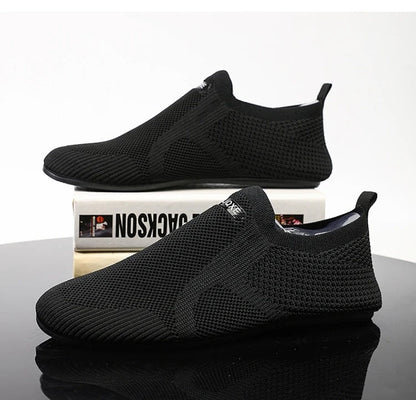 Breathable mesh knit slip-on shoes for unisex comfort, lightweight and perfect for a barefoot walking experience.