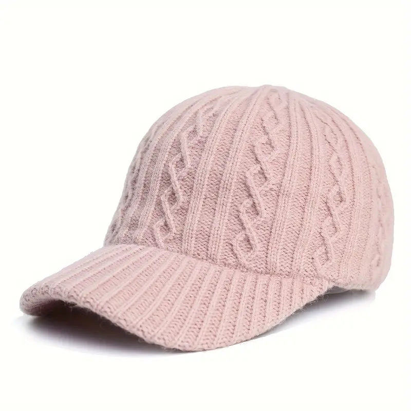 Soft knitted unisex cap, comfortable headwear for autumn days and chilly weather.
