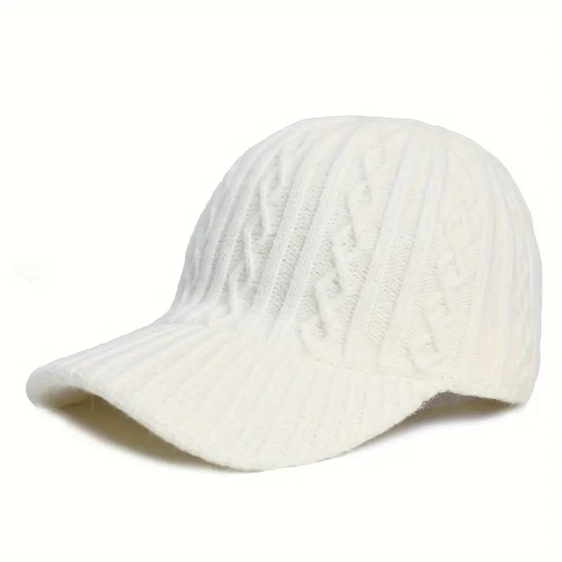 Cozy knitted autumn cap, ideal for fall fashion, comfort, and sun protection.