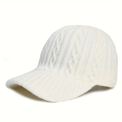 Cozy knitted autumn cap, ideal for fall fashion, comfort, and sun protection.