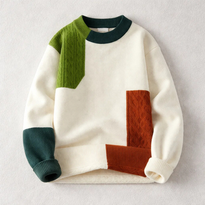 Warm, comfort-fit unisex knitted sweater, featuring a stylish pattern, perfect for cozy fall & winter fashion.