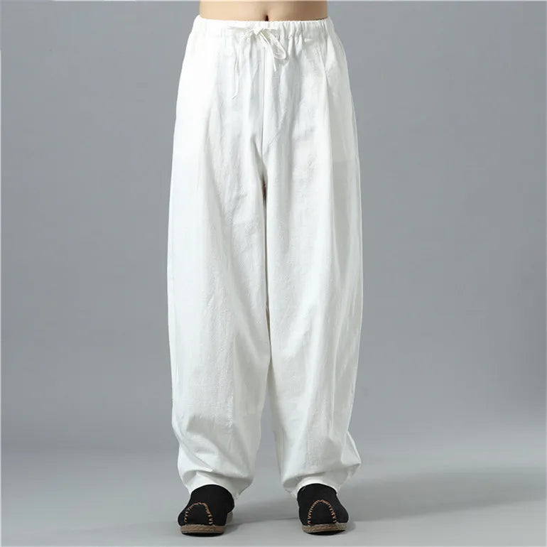 Back view of loose, breathable Kodama baggy pants, offering relaxed comfort and versatile casual style.