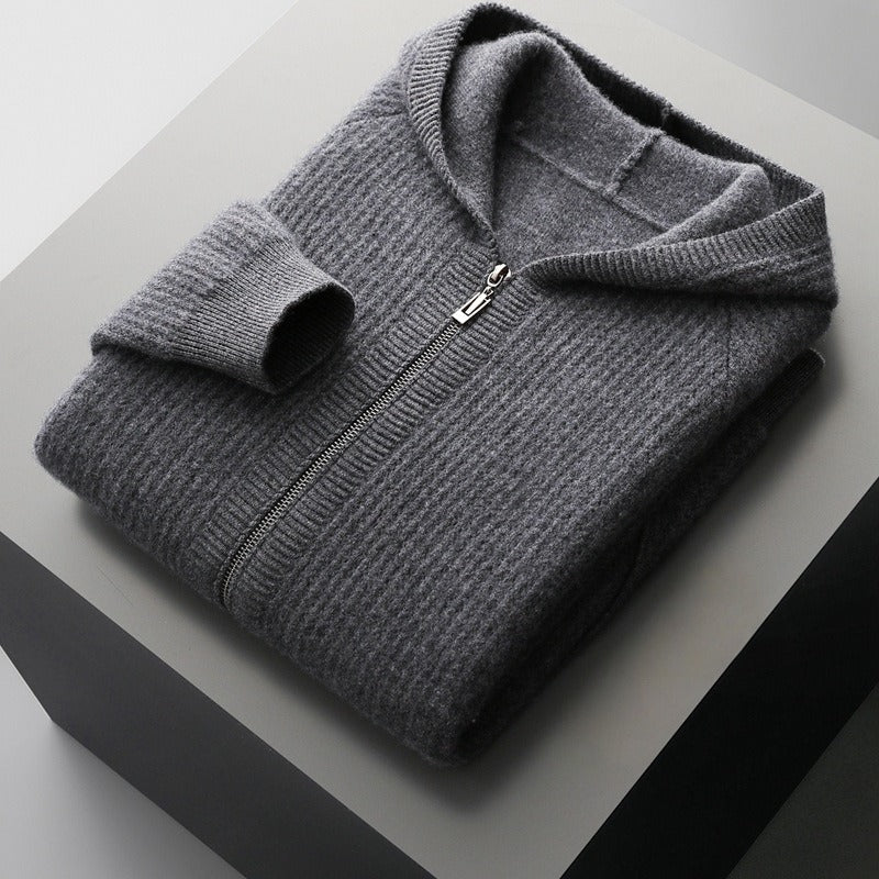 Relaxed fit Lanca full zip hoodie, offering comfortable and sophisticated casual wear.