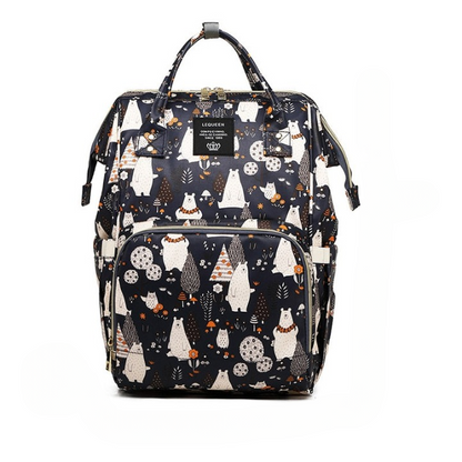 Modern large travel diaper backpack, multi-pocket organizer for baby's essentials, waterproof material.