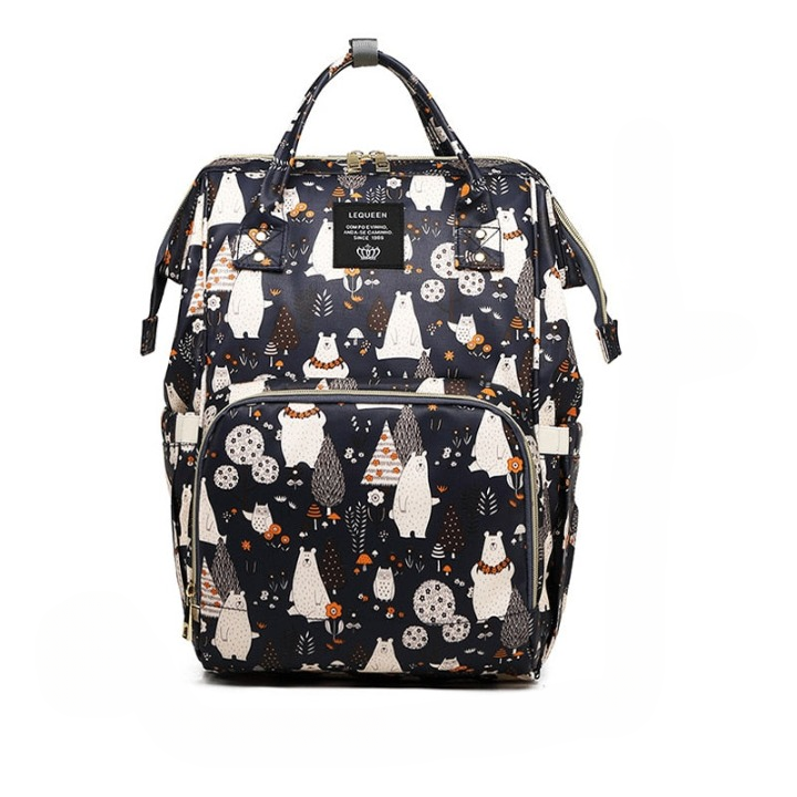 Modern large travel diaper backpack, multi-pocket organizer for baby's essentials, waterproof material.