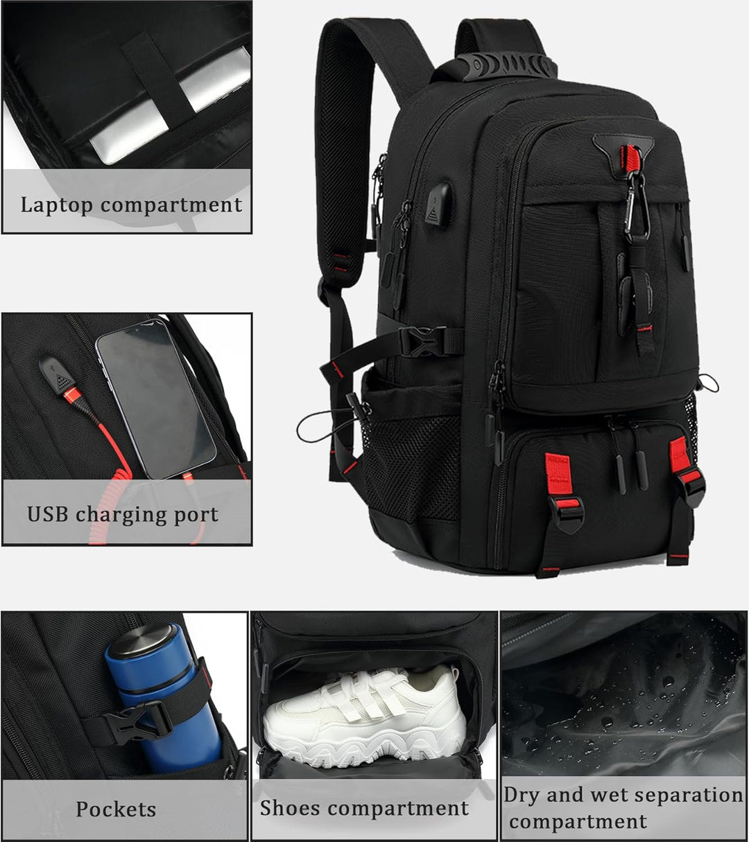Expandable unisex travel backpack for men & women, ideal as carry-on luggage with ample space.