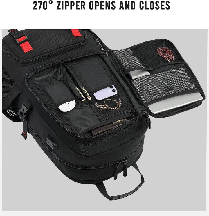 Travel backpack with integrated USB charger port & laptop compartment, essential for modern adventurers.