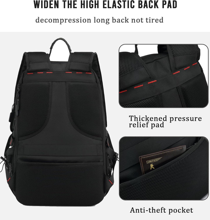 Durable black unisex travel backpack, comfortable design for long journeys & outdoor adventures.
