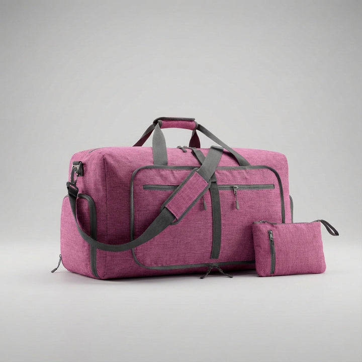 Unisex large travel duffel bag, lightweight & durable. Features dedicated shoe storage.