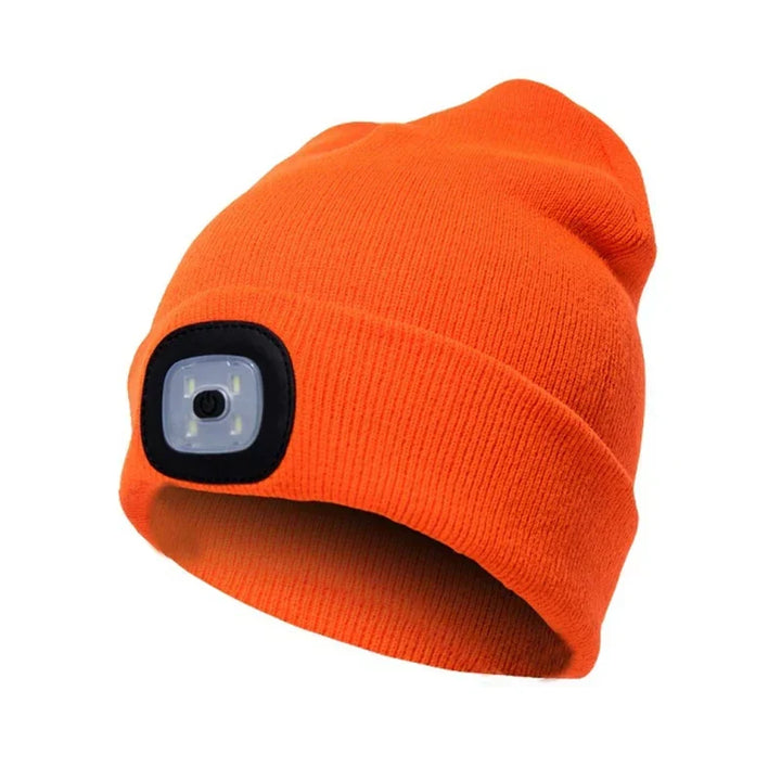 Robin LED beanie for men & women, a bright and warm knitted winter hat for outdoor exploring & safety.