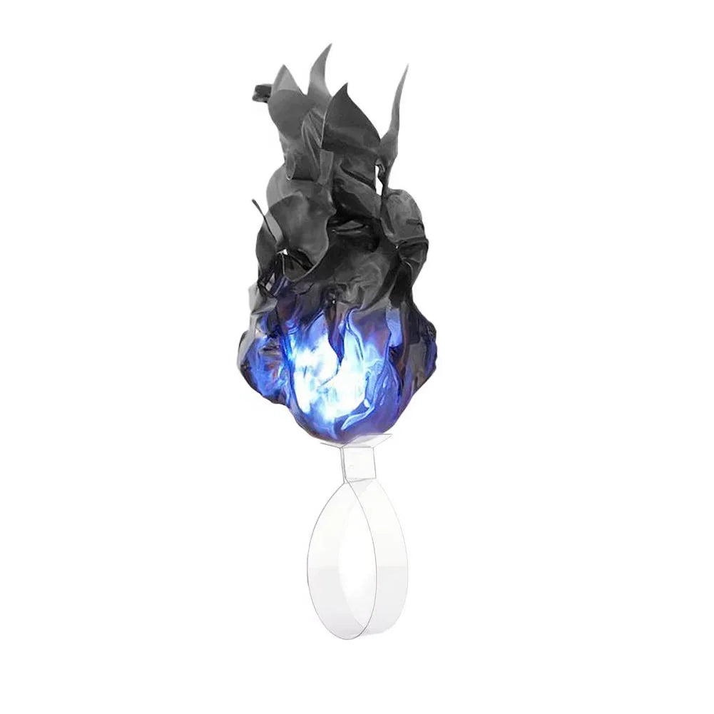 Handheld LED floating fireball prop creating a mystical illusion for Halloween costumes, a glowing wizard or witch accessory.