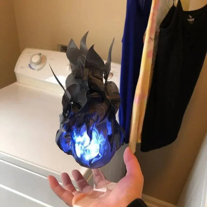 Unisex LED floating fireball prop, a versatile glowing ornament for Halloween costumes, suitable for any magical character.