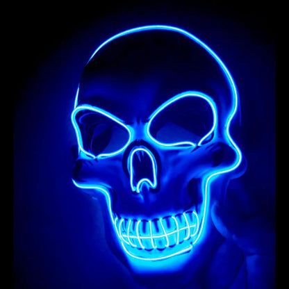 Unisex LED glow skeleton mask for Halloween costume parties. Scary light up rave festival mask.
