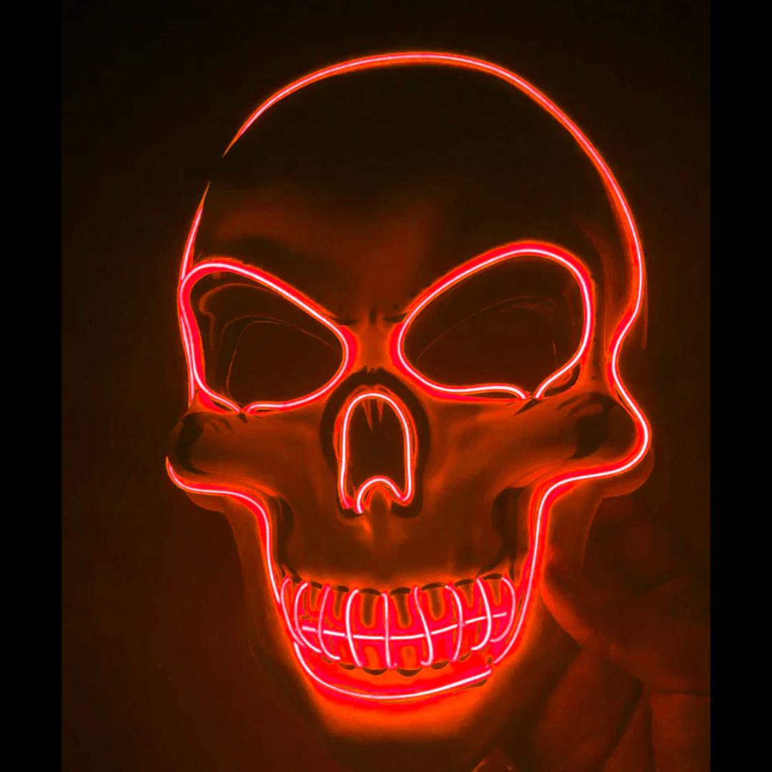Unisex LED light up glow skeleton mask for scary Halloween parties, festivals, and rave costumes.