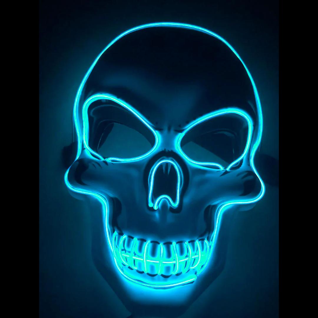 Light up your Halloween with this glow LED skeleton mask. Scary unisex costume for parties & rave festivals.