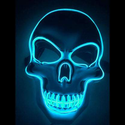 Light up your Halloween with this glow LED skeleton mask. Scary unisex costume for parties & rave festivals.