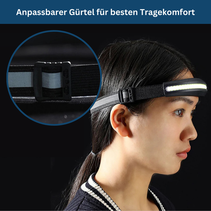 Durable LED headlamp for outdoor activities, hands-free lighting for hiking & fishing