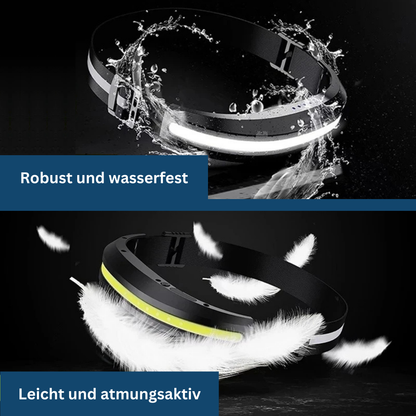 Powerful LED headlamp for outdoor use, provides long-range illumination for adventures