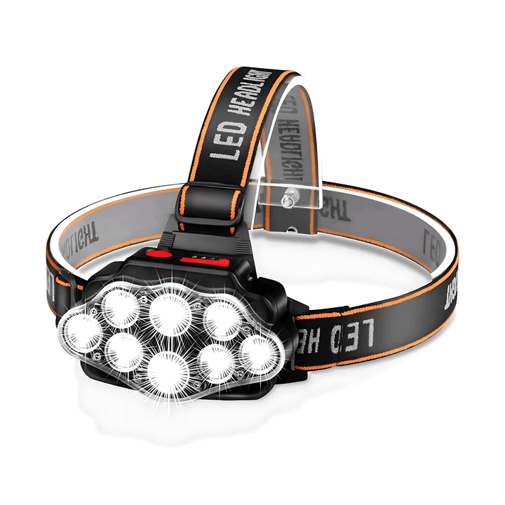 Unisex LED headlamp with adjustable strap for hands-free night hiking and camping