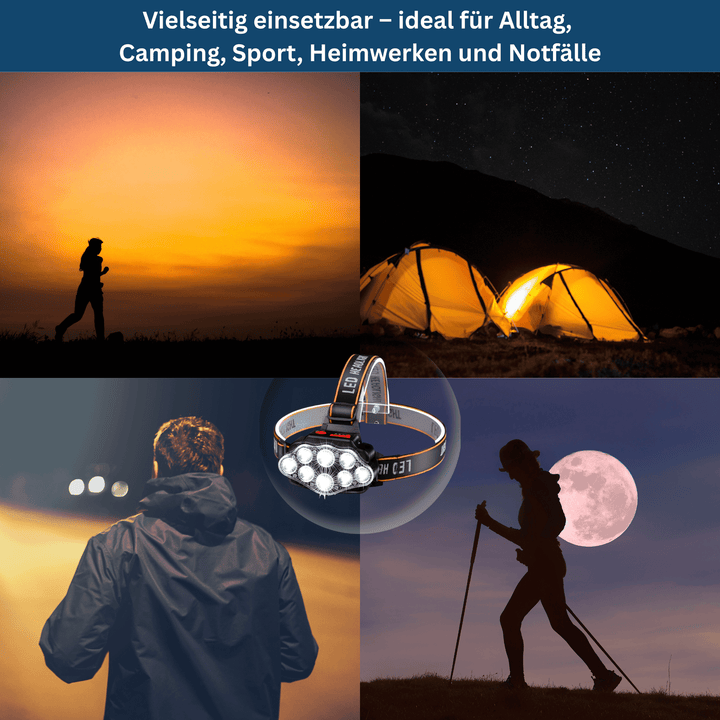 Rechargeable LED headlamp, versatile for nightvision, hiking, and hands-free tasks