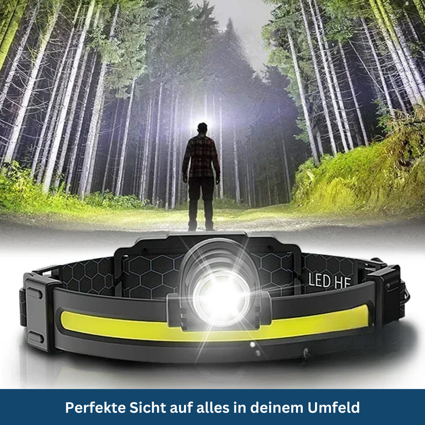 Rechargeable LED headlamp, perfect for hiking and trail running at night