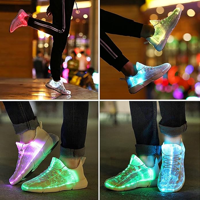 Vibrant unisex LED party shoes, perfect glowing footwear for kids to stand out at festivals & dance events.