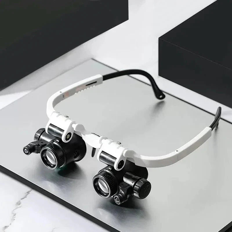 Unisex LED magnifying glasses with 8x, 15x, 23x lenses for detailed precision work & hobbies. Bright LED illumination.