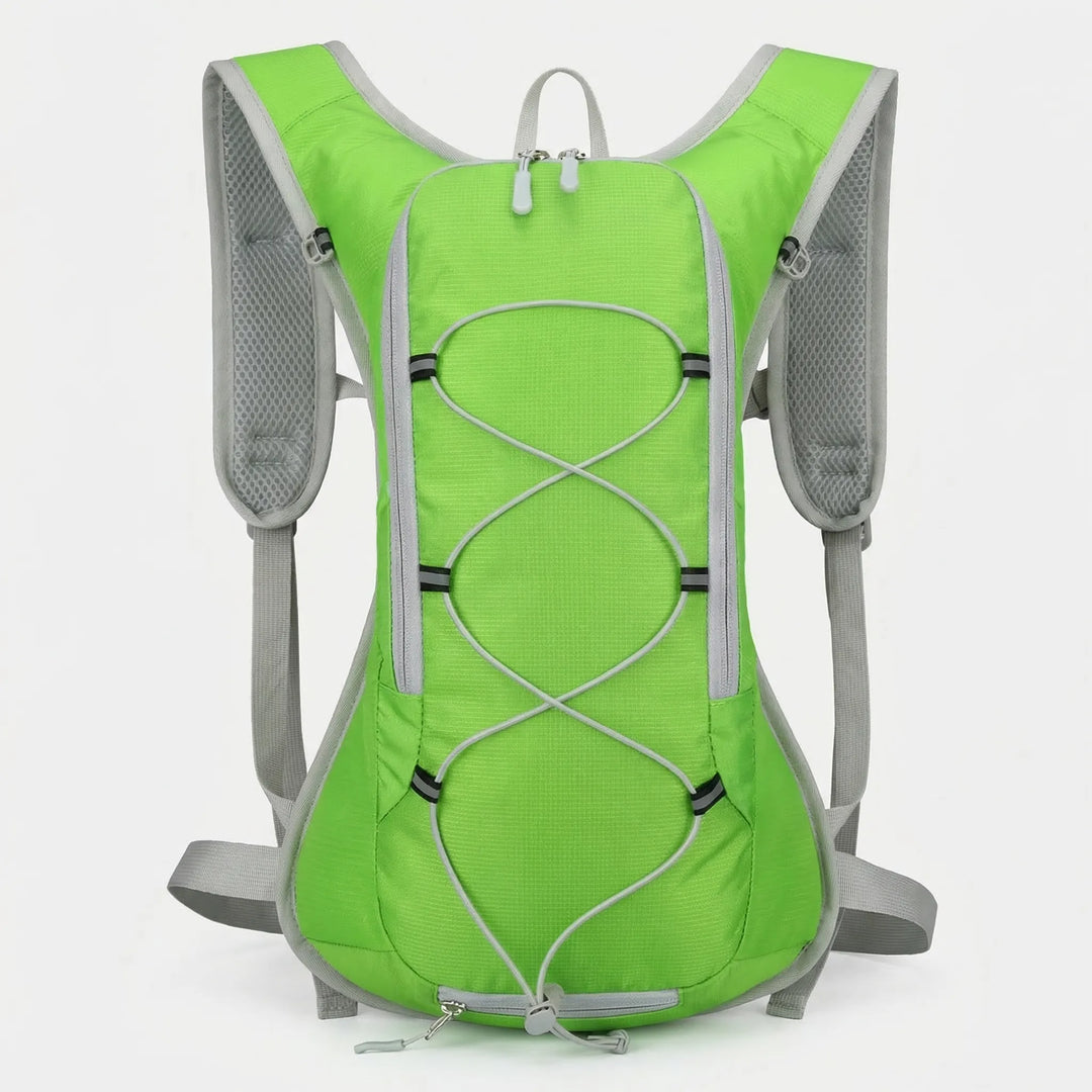 Ergonomic 12L hydration trail running pack. Lightweight, comfortable, and water repellent sports bag.