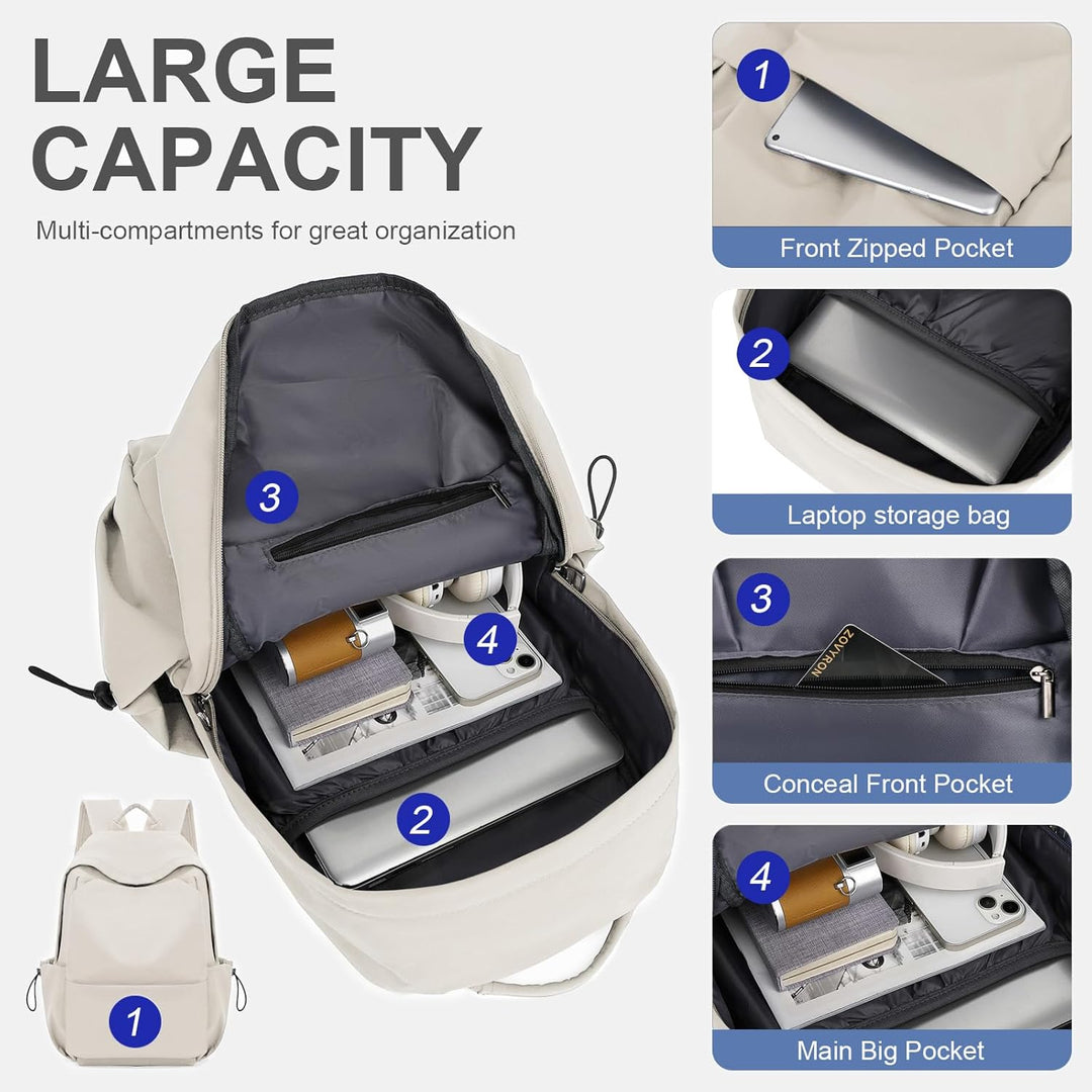 Sleek water-resistant travel backpack with a dedicated 15.6" laptop sleeve.