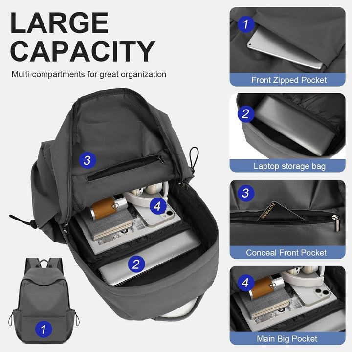 Minimalist design water-resistant laptop backpack, great for work or study.