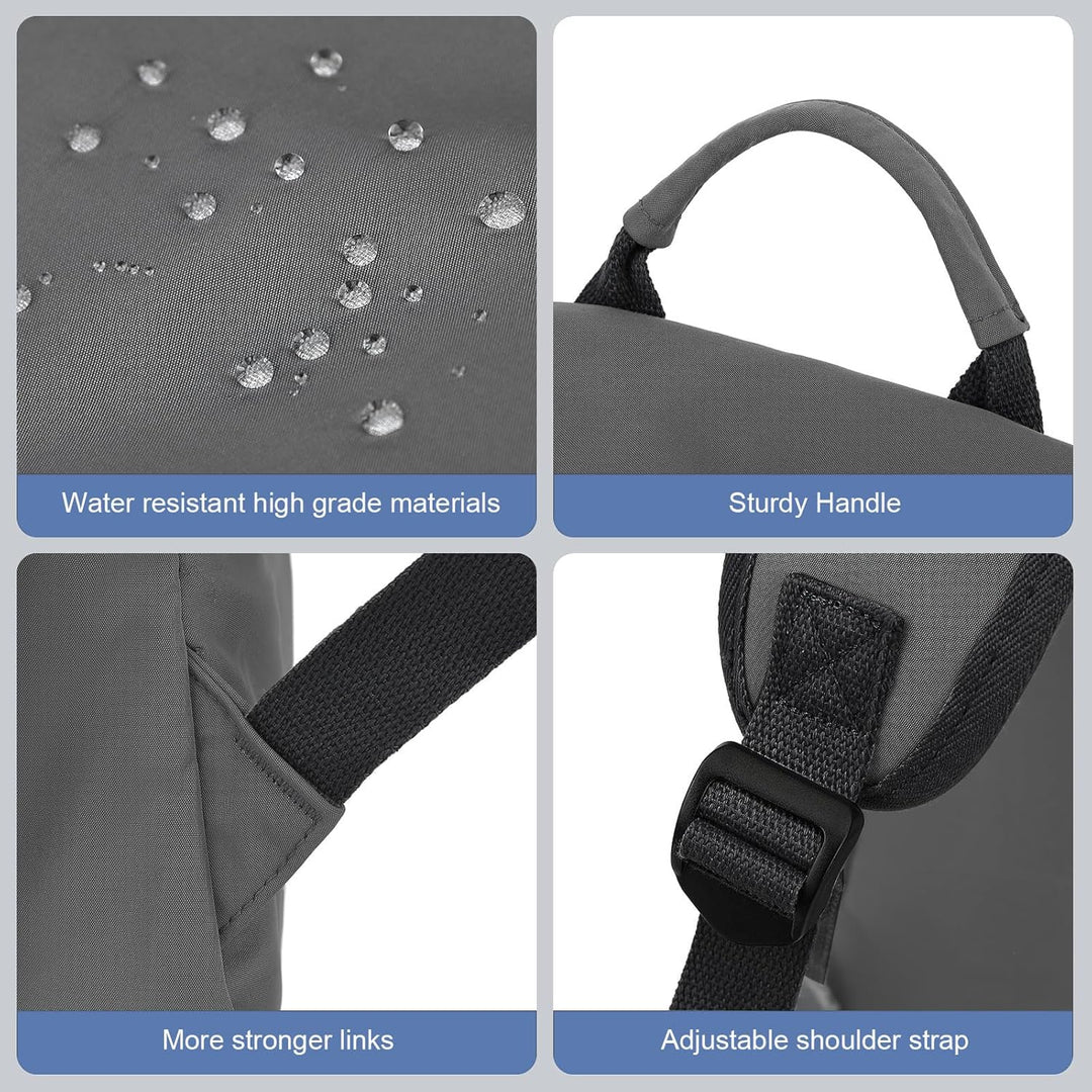 Front view of a sleek unisex 15.6" laptop backpack, multi-pocket design.