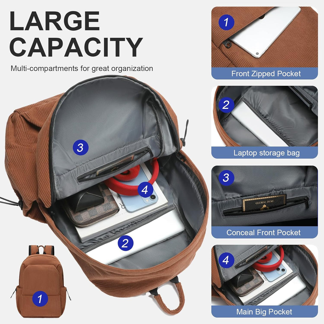Backpack for 15.6-inch laptops, lightweight, water-resistant & multi-compartment.