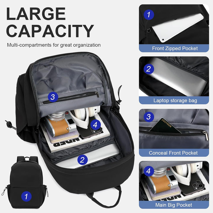Multi-pocket school backpack with a 15.6" laptop sleeve, great for students.