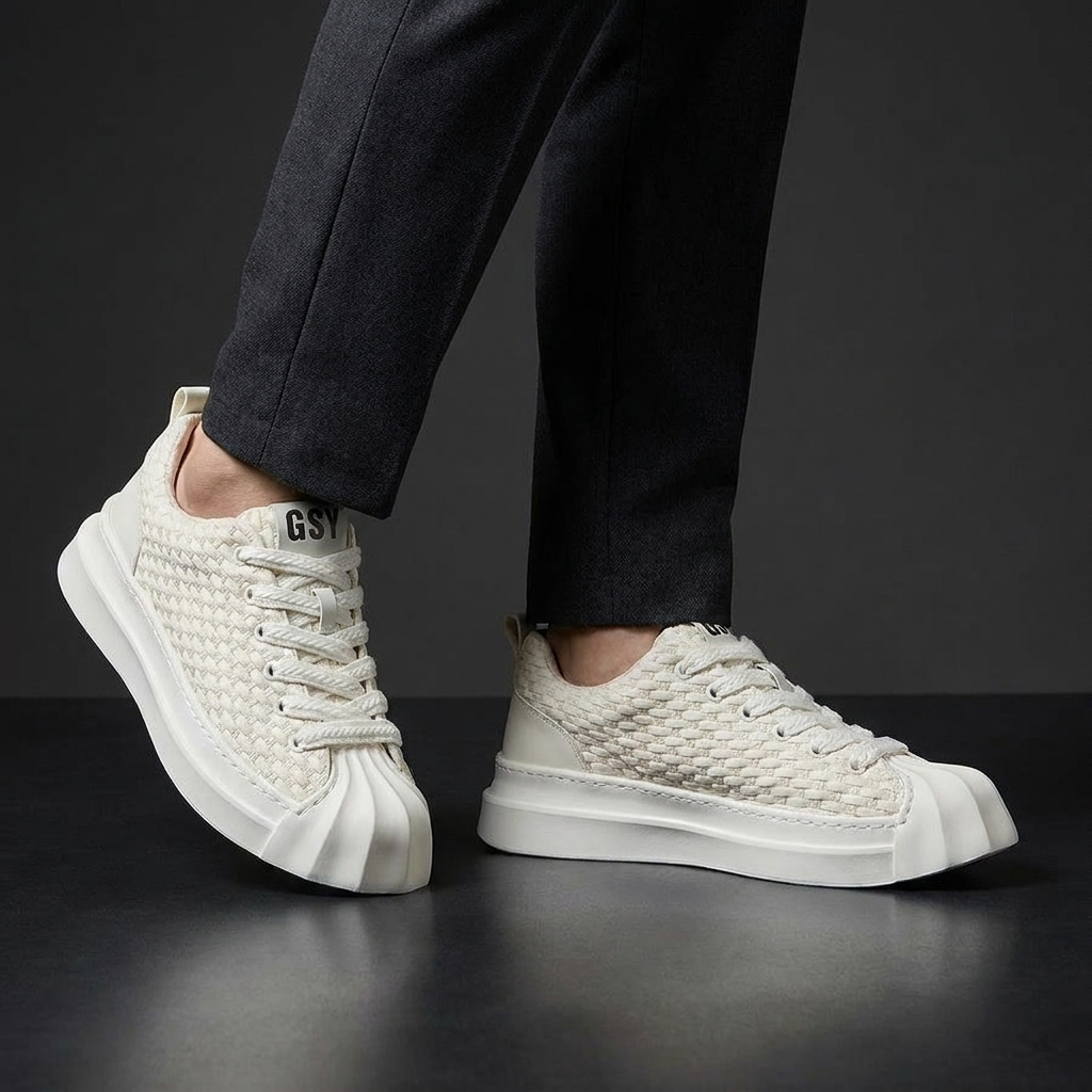 Khaki unisex lightweight air cushion sneakers, offering cushioned comfort & breathable design for walking.