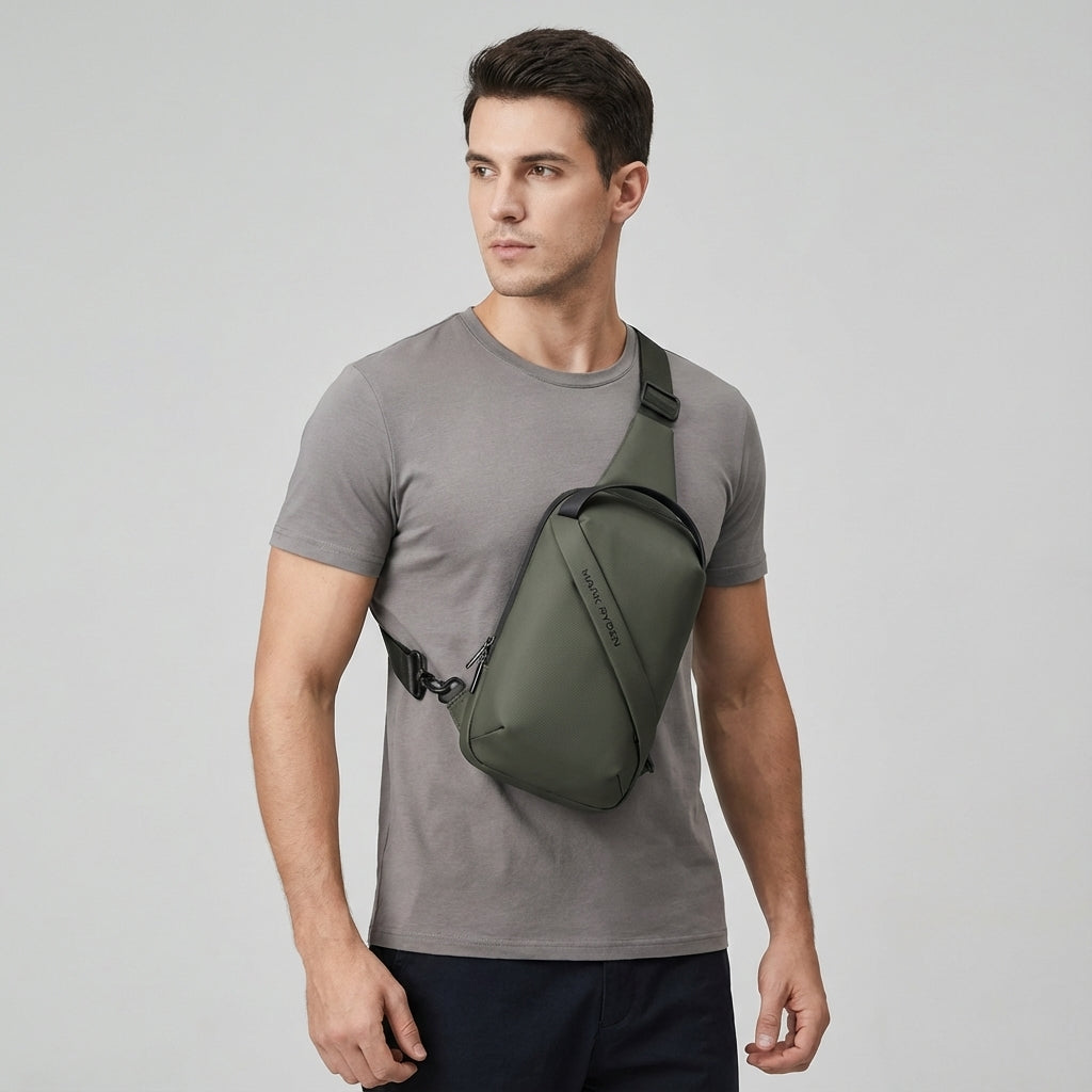 Sleek unisex lightweight shoulder bag, perfect for everyday essentials. Comfortable, versatile, and compact.