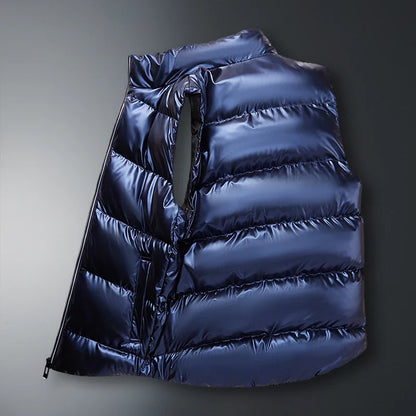 Unisex puffer vest for winter warmth. Sleeveless jacket, ideal for layering and everyday wear.