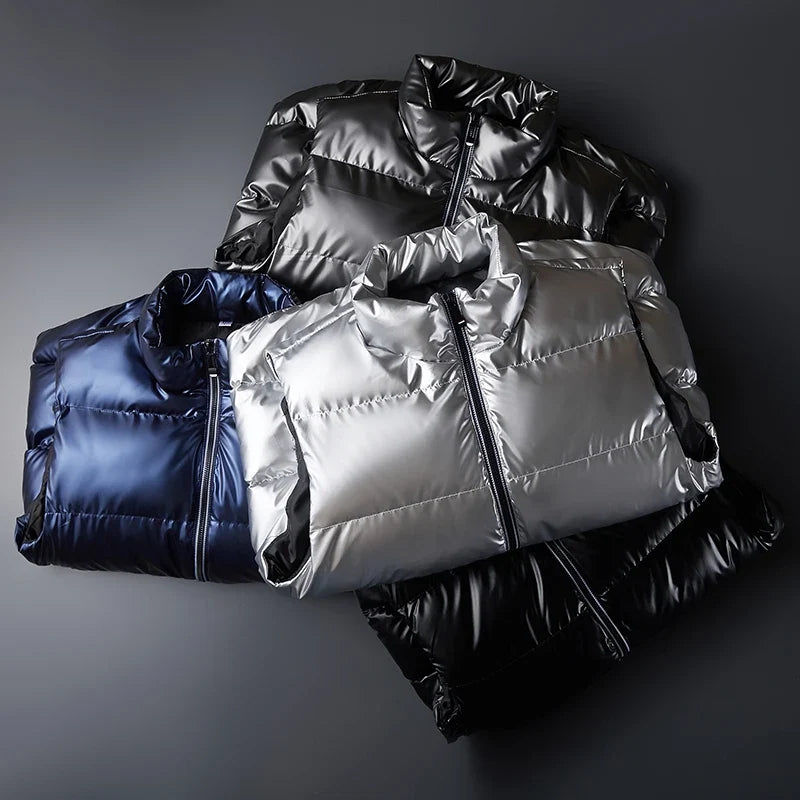 Warm duck down vest, unisex design. Lightweight puffer for winter layering & cold weather comfort.
