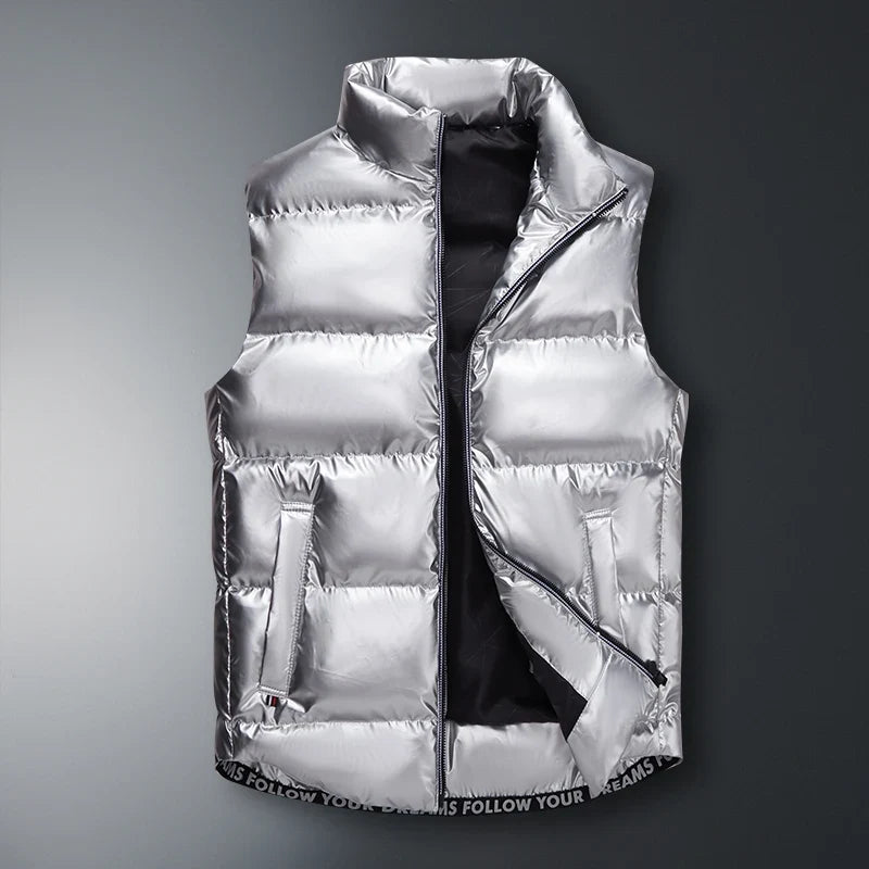 Sleek unisex lightweight down vest. Perfect cold weather gear, offers essential winter layering.