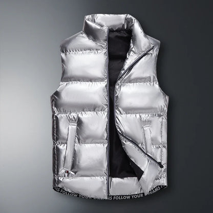 Sleek unisex lightweight down vest. Perfect cold weather gear, offers essential winter layering.