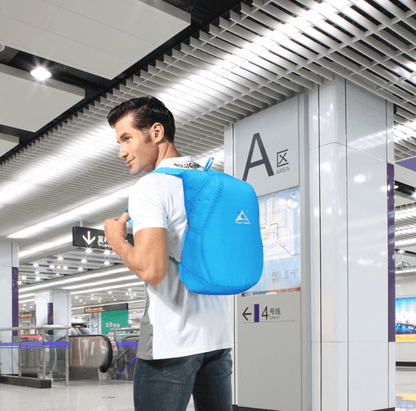 Unisex 20L foldable travel bag, highly water-resistant and easy to pack for any adventure.