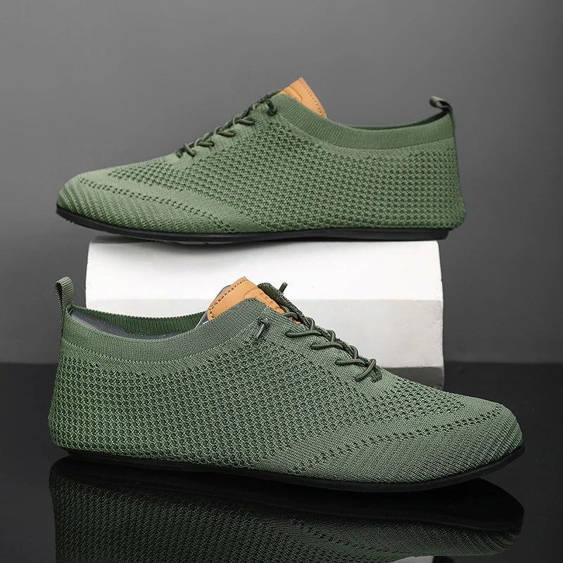 Minimalist design unisex lightweight mesh knit slip-on sneakers, versatile for any casual outfit.