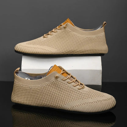 Stylish knit slip-on sneakers in a vibrant color, unisex lightweight design for casual outings.