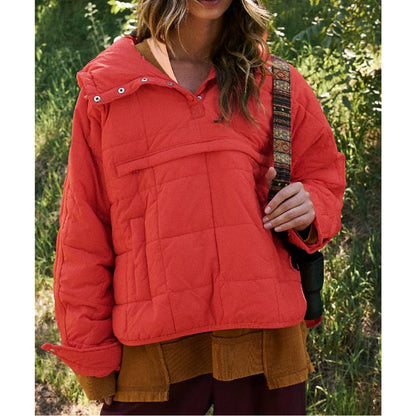 Everyday unisex outerwear: lightweight pullover puffer jacket for cozy fall & winter.