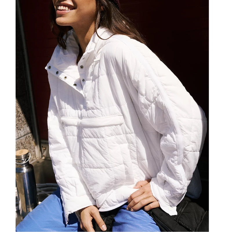 Lightweight & warm pullover puffer jacket, cozy outerwear for cool weather.